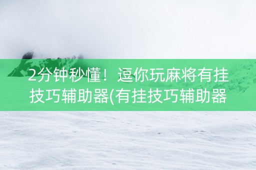 2分钟秒懂！逗你玩麻将有挂技巧辅助器(有挂技巧辅助器)