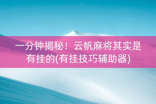 一分钟揭秘！云帆麻将其实是有挂的(有挂技巧辅助器)