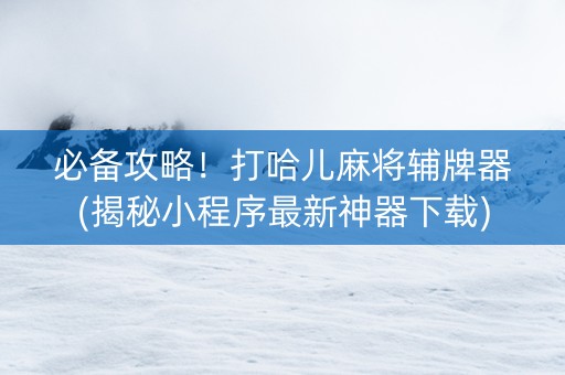 必备攻略！打哈儿麻将辅牌器(揭秘小程序最新神器下载)