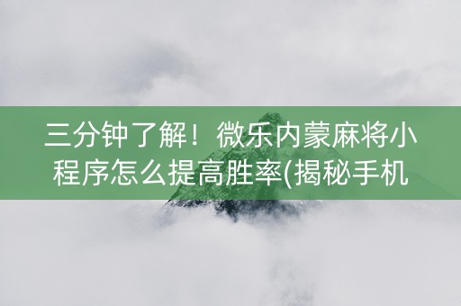 三分钟了解！微乐内蒙麻将小程序怎么提高胜率(揭秘手机上赢牌的技巧)