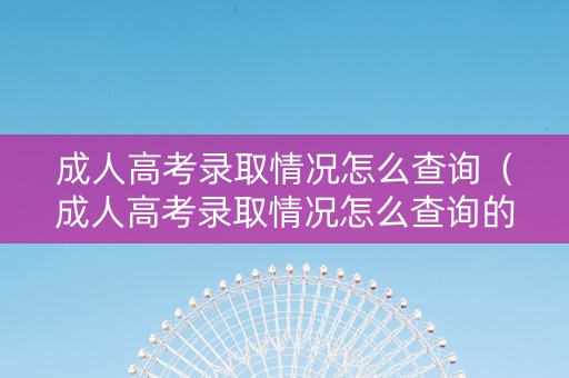 成人高考录取情况怎么查询（成人高考录取情况怎么查询的）