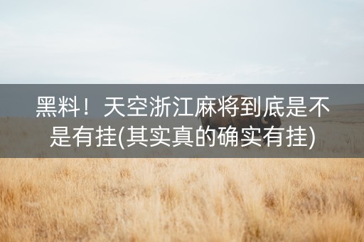 黑料！天空浙江麻将到底是不是有挂(其实真的确实有挂)