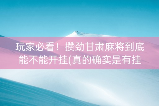 玩家必看！攒劲甘肃麻将到底能不能开挂(真的确实是有挂)