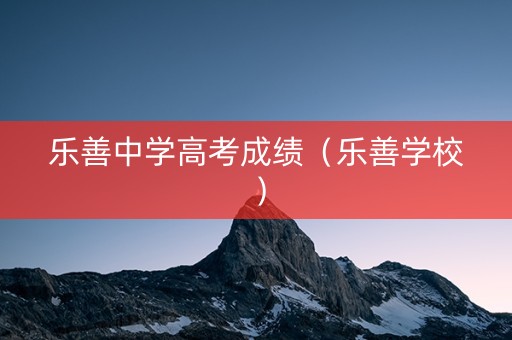 乐善中学高考成绩（乐善学校）