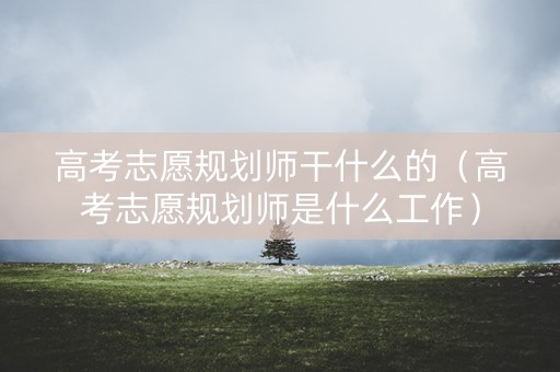 高考志愿规划师干什么的（高考志愿规划师是什么工作）