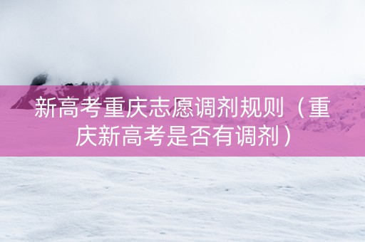 新高考重庆志愿调剂规则（重庆新高考是否有调剂）