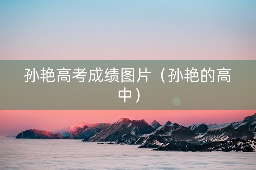 孙艳高考成绩图片（孙艳的高中）
