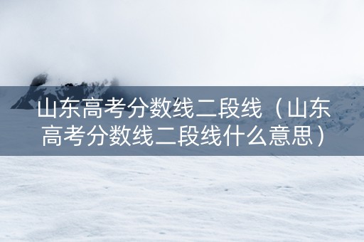 山东高考分数线二段线（山东高考分数线二段线什么意思）