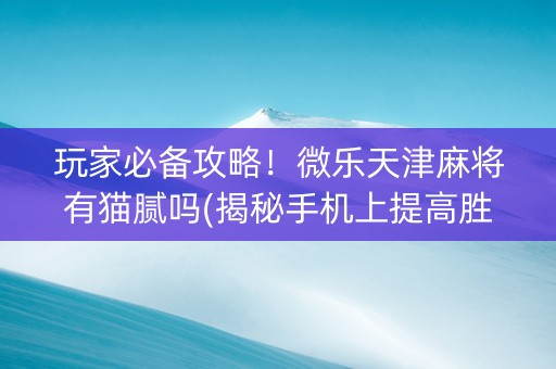 玩家必备攻略！微乐天津麻将有猫腻吗(揭秘手机上提高胜率)