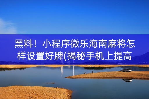 黑料！小程序微乐海南麻将怎样设置好牌(揭秘手机上提高胜率)