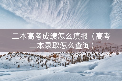 二本高考成绩怎么填报（高考二本录取怎么查询）