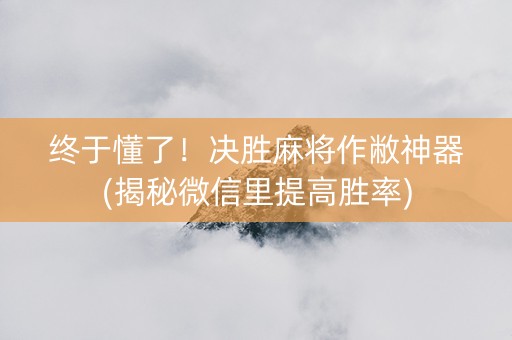 终于懂了！决胜麻将作敝神器(揭秘微信里提高胜率)