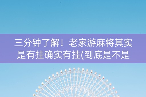三分钟了解！老家游麻将其实是有挂确实有挂(到底是不是有挂)