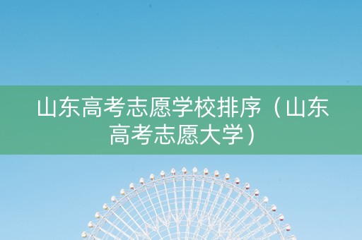 山东高考志愿学校排序（山东高考志愿大学）