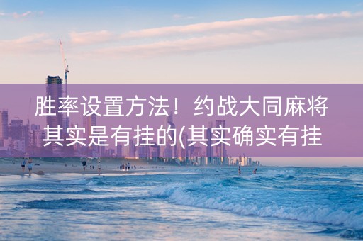 胜率设置方法！约战大同麻将其实是有挂的(其实确实有挂)