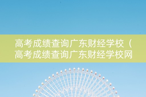 高考成绩查询广东财经学校（高考成绩查询广东财经学校网站）
