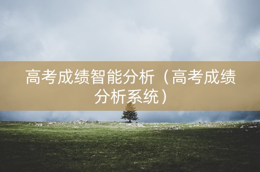 高考成绩智能分析（高考成绩分析系统）