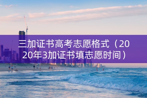 三加证书高考志愿格式（2020年3加证书填志愿时间）