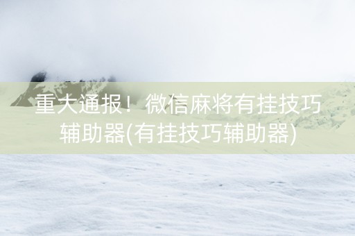 重大通报！微信麻将有挂技巧辅助器(有挂技巧辅助器)