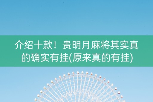 介绍十款！贵明月麻将其实真的确实有挂(原来真的有挂)