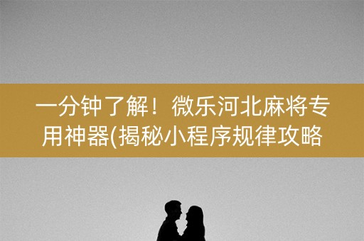 一分钟了解！微乐河北麻将专用神器(揭秘小程序规律攻略)