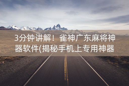 3分钟讲解！雀神广东麻将神器软件(揭秘手机上专用神器下载)