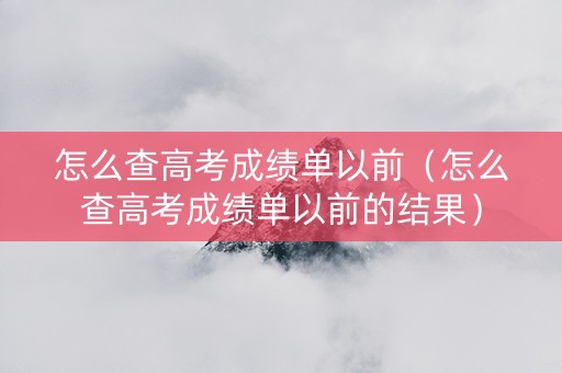 怎么查高考成绩单以前（怎么查高考成绩单以前的结果）