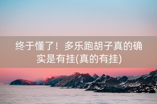 终于懂了！多乐跑胡子真的确实是有挂(真的有挂)
