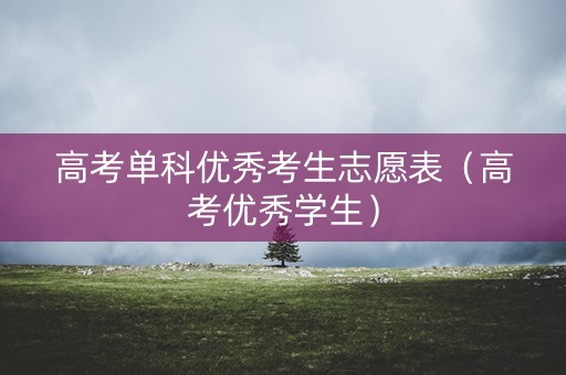 高考单科优秀考生志愿表（高考优秀学生）