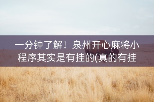 一分钟了解！泉州开心麻将小程序其实是有挂的(真的有挂确实有挂)