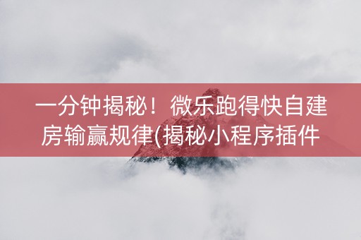 一分钟揭秘！微乐跑得快自建房输赢规律(揭秘小程序插件购买)