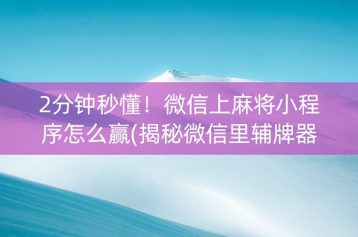 2分钟秒懂！微信上麻将小程序怎么赢(揭秘微信里辅牌器)