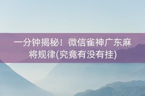 一分钟揭秘！微信雀神广东麻将规律(究竟有没有挂)