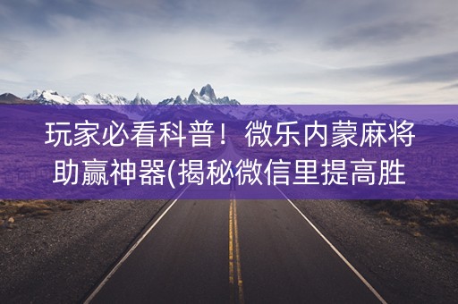 玩家必看科普！微乐内蒙麻将助赢神器(揭秘微信里提高胜率)