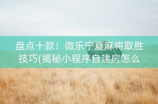 盘点十款！微乐宁夏麻将取胜技巧(揭秘小程序自建房怎么赢)