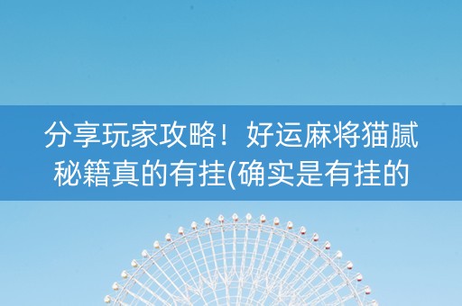 分享玩家攻略！好运麻将猫腻秘籍真的有挂(确实是有挂的)