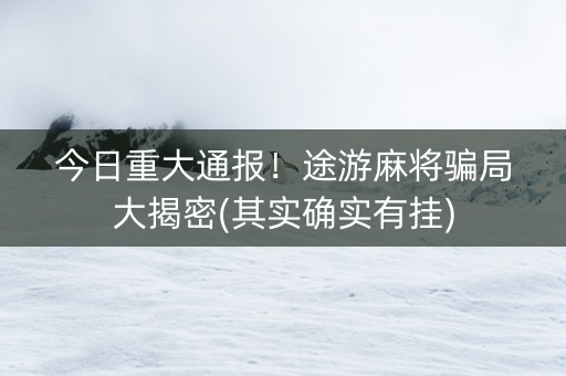 今日重大通报！途游麻将骗局大揭密(其实确实有挂)
