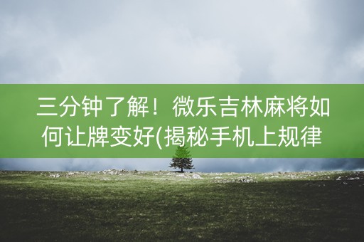 三分钟了解！微乐吉林麻将如何让牌变好(揭秘手机上规律攻略)