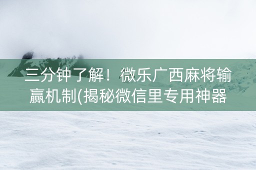 三分钟了解！微乐广西麻将输赢机制(揭秘微信里专用神器下载)