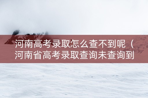 河南高考录取怎么查不到呢（河南省高考录取查询未查询到相关信息）