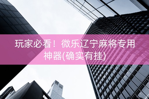 玩家必看！微乐辽宁麻将专用神器(确实有挂)