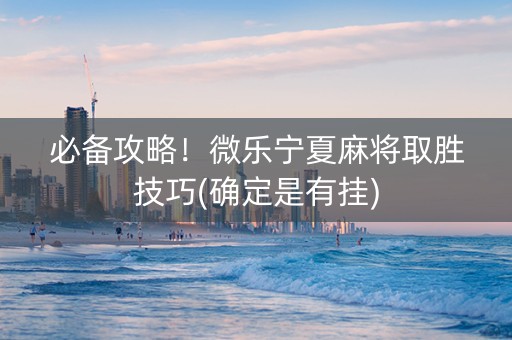 必备攻略！微乐宁夏麻将取胜技巧(确定是有挂)
