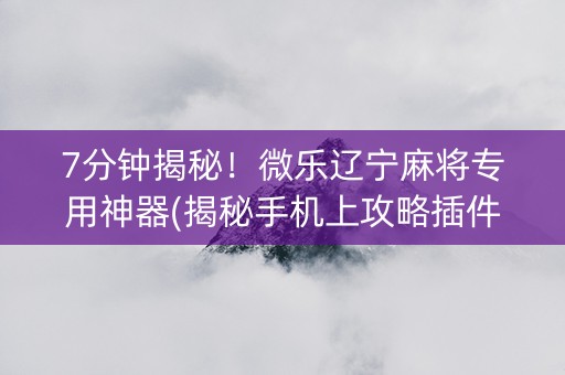 7分钟揭秘！微乐辽宁麻将专用神器(揭秘手机上攻略插件)