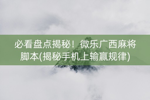 必看盘点揭秘！微乐广西麻将脚本(揭秘手机上输赢规律)