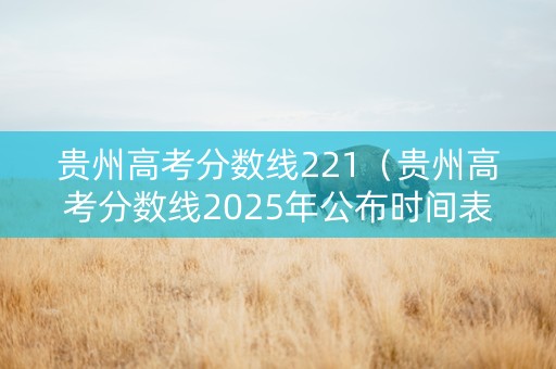 贵州高考分数线221（贵州高考分数线2025年公布时间表）