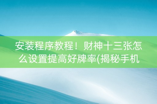 安装程序教程！财神十三张怎么设置提高好牌率(揭秘手机上助赢神器购买)