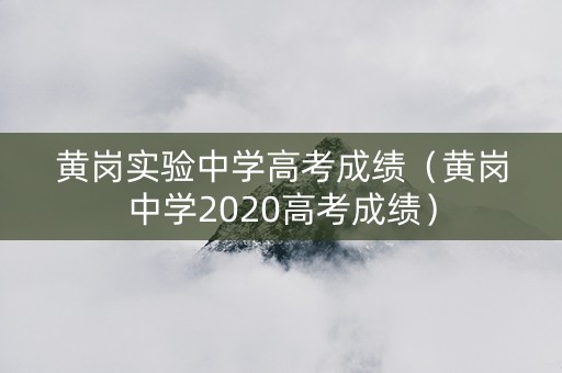 黄岗实验中学高考成绩（黄岗中学2020高考成绩）