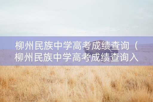 柳州民族中学高考成绩查询（柳州民族中学高考成绩查询入口）