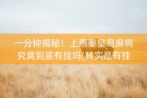 一分钟揭秘！上燕秦皇岛麻将究竟到底有挂吗(其实是有挂的)