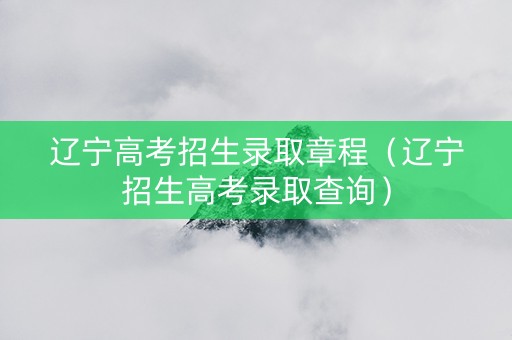 辽宁高考招生录取章程（辽宁招生高考录取查询）